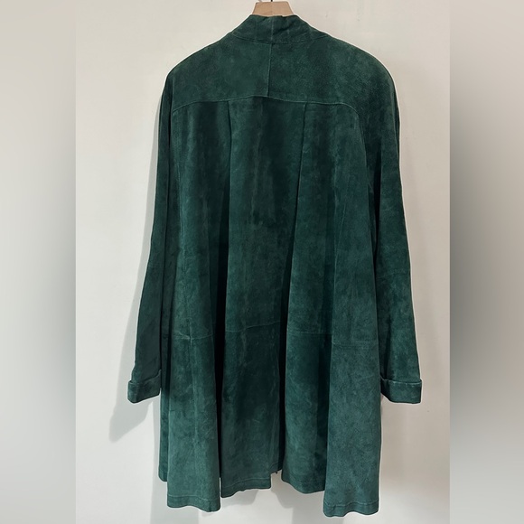 Vintage Forest Green Genuine Leather Suede Swing Coat By Ellen Ashley - Picture 6 of 8